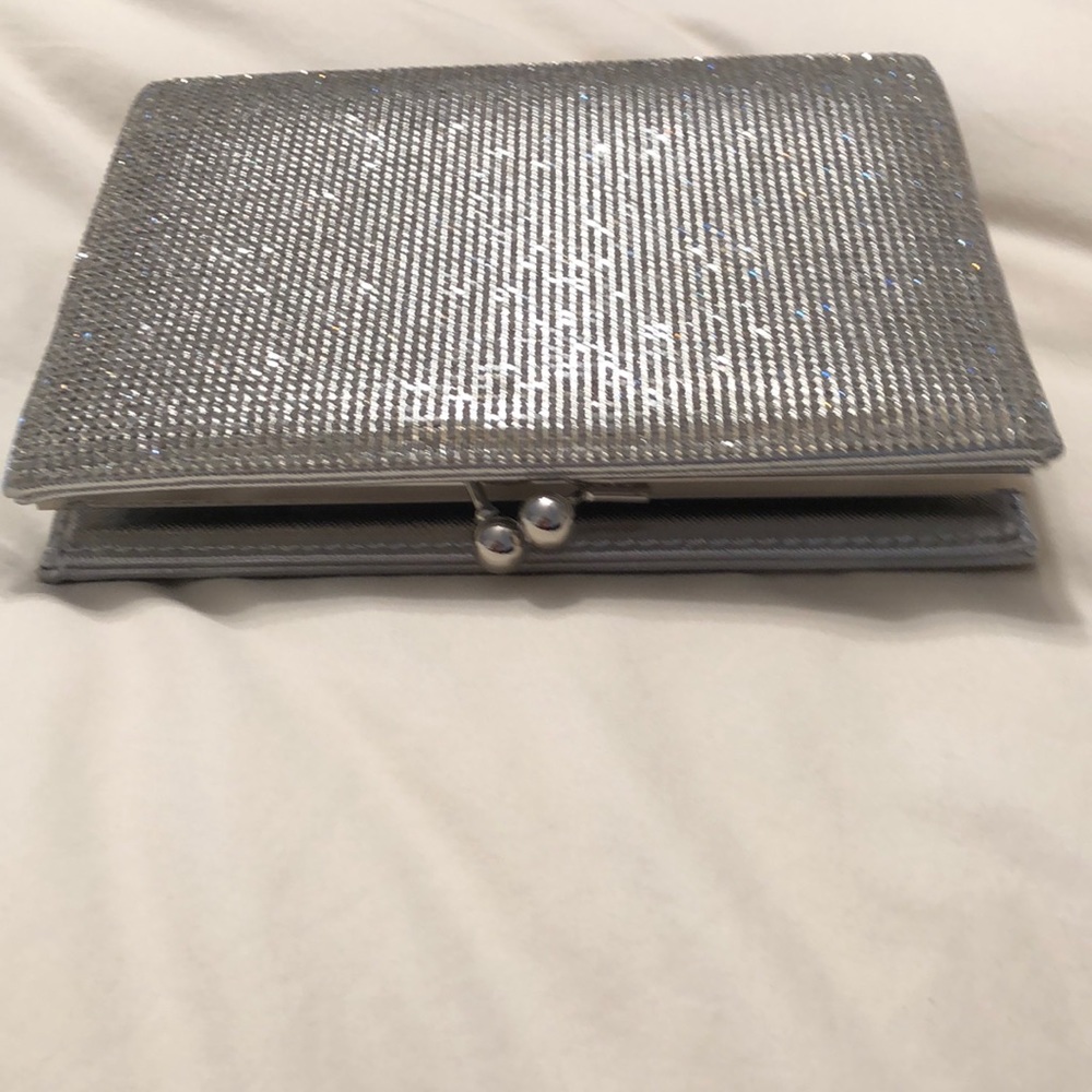 Silver Glittery Crystal Clutch with Should Strap